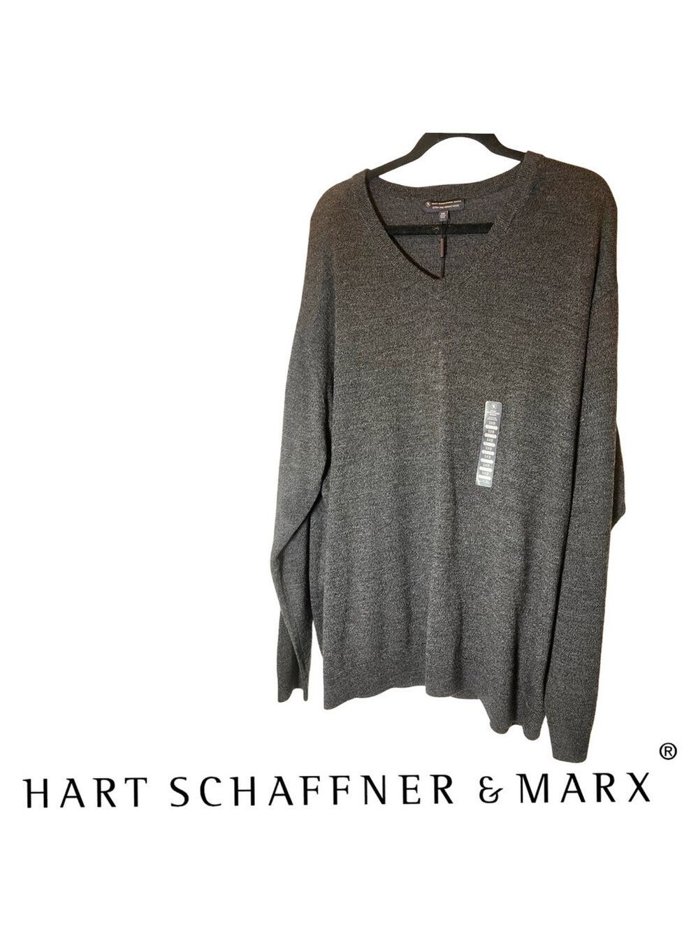 NWT $99 Hart Schaffner Marx Big & Tall Extra Fine Merino Wool V-Neck Sweater